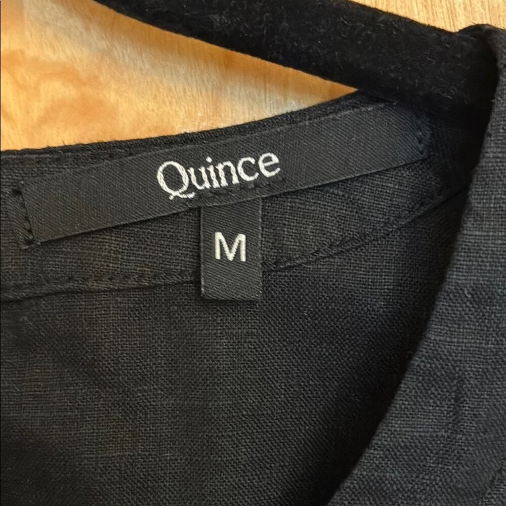Quince Black Sleeveless Linen Blend Shell Top - Picture 2 of 5